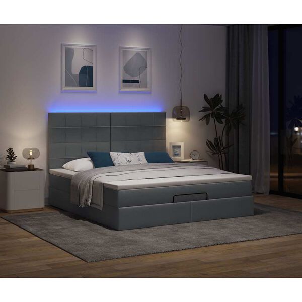 vidaXL Estructura cama otomana colch&oacute;n tela gris oscuro 180x200cm