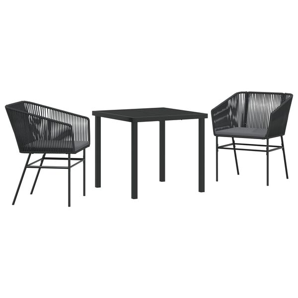 vidaXL Conjunto de Comedor de Jard&iacute;n 9 pcs Negro Polirat&aacute;n