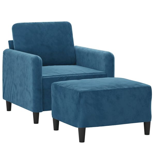 vidaXL Sillón con taburete terciopelo azul 60 cm