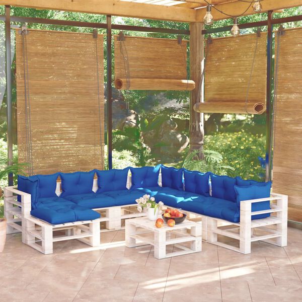 vidaXL Muebles de jard&iacute;n de palets 9 pzas y cojines madera de pino