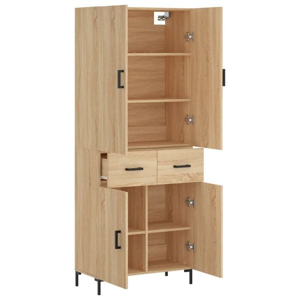 vidaXL Aparador alto madera contrachapada color roble 69,5x34x180 cm