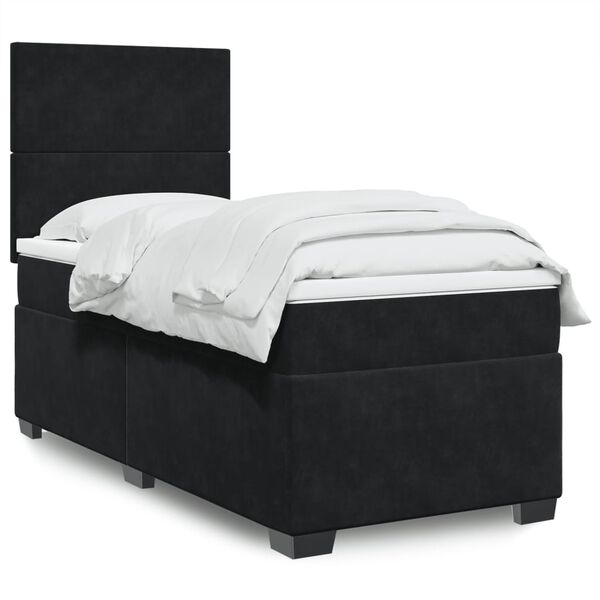 vidaXL Cama box spring con colch&oacute;n terciopelo negro 80x200 cm