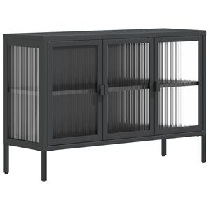 vidaXL Aparador de vidrio y acero negro 105x35x70 cm