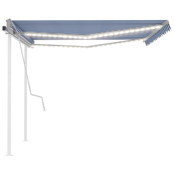 vidaXL Toldo manual retr&aacute;ctil con LED azul y blanco 4x3,5 m