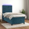 vidaXL Cama box spring colch&oacute;n y LED terciopelo azul oscuro 90x190 cm