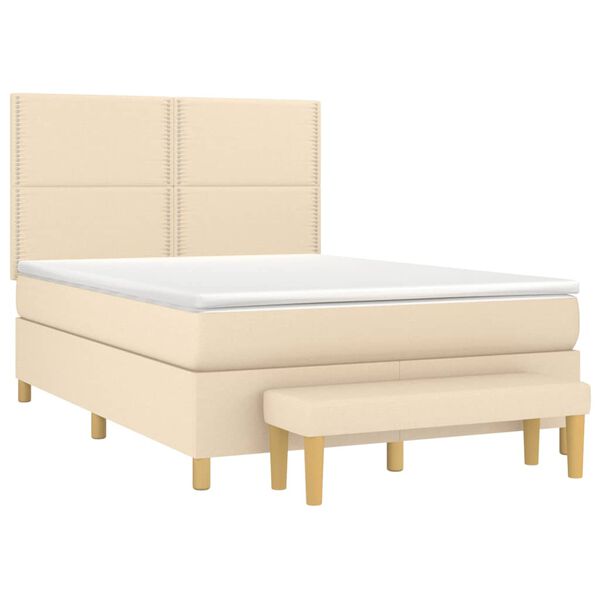 vidaXL Cama box spring con colch&oacute;n tela color crema 140x190 cm