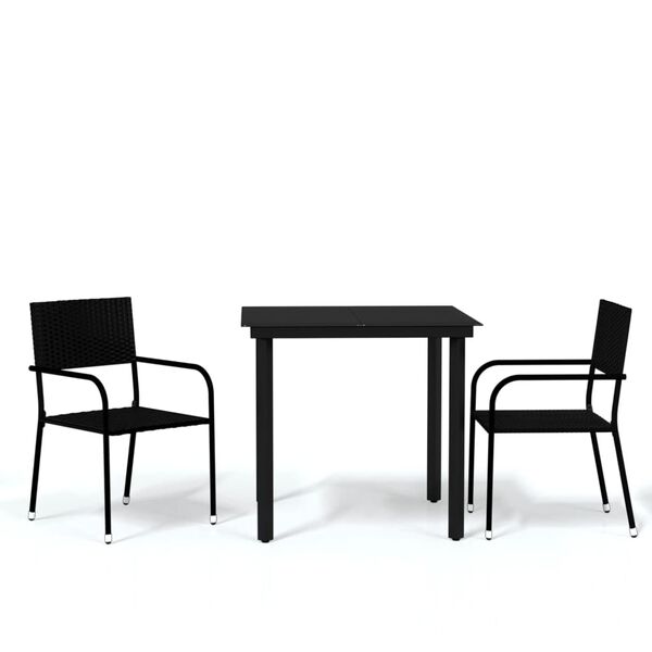 vidaXL Juego de comedor para jard&iacute;n 3 piezas negro
