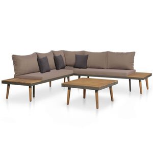 vidaXL Juego muebles de jardín 4 piezas y cojines madera maciza acacia