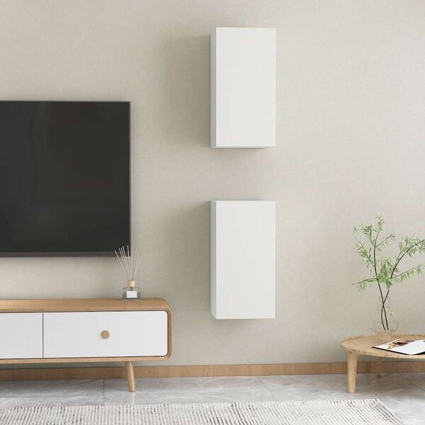 vidaXL Muebles para TV 2 uds madera contrachapada blanco 30,5x30x60 cm