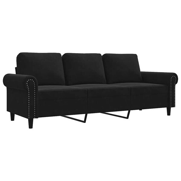 vidaXL Sof&aacute; de 3 plazas terciopelo negro 180 cm