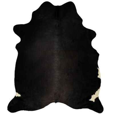 vidaXL Alfombra de piel de vaca auténtica negro 150x170 cm