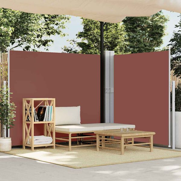 vidaXL Toldo lateral retr&aacute;ctil para patio marr&oacute;n 170x1200 cm