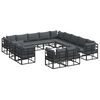 vidaXL Conjunto de sof&aacute;s de jard&iacute;n con coj&iacute;n 13 pcs Negro Aluminio