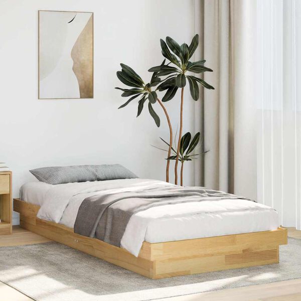 vidaXL Estructura de cama sin colchón 90x190 cm madera maciza de roble