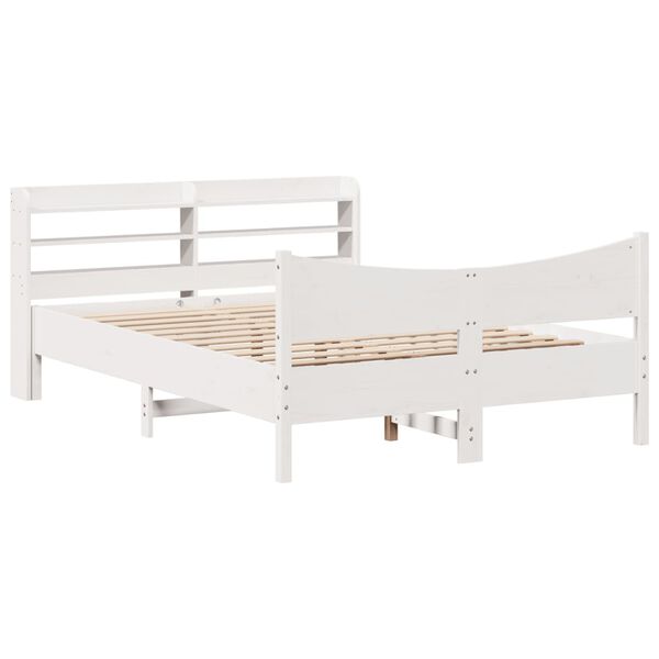vidaXL Estructura de cama con cabecero madera pino blanco 135x190 cm
