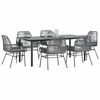 vidaXL Juego comedor jard&iacute;n 7 pzas cojines rat&aacute;n sint&eacute;tico vidrio gris