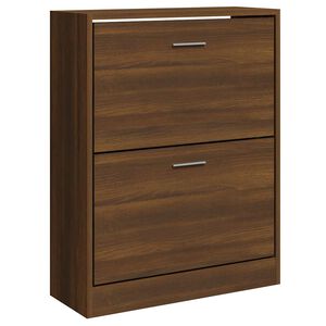 vidaXL Zapatero madera contrachapada marr&oacute;n roble 63x24x81 cm