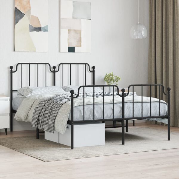 vidaXL Estructura cama sin colchón con estribo metal negro 140x190 cm