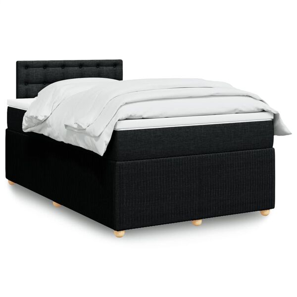 vidaXL Cama box spring con colch&oacute;n tela negro 120x200 cm