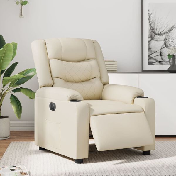 vidaXL Sillón reclinable eléctrico de cuero sintético crema