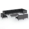 vidaXL Muebles de jard&iacute;n 10 pzas y cojines rat&aacute;n sint&eacute;tico gris oscuro