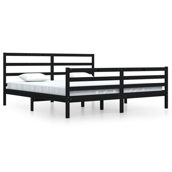 vidaXL Estructura de cama sin colch&oacute;n madera de pino negro 200x200 cm