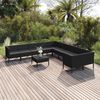 vidaXL Set de muebles de jard&iacute;n 11 pzas cojines rat&aacute;n sint&eacute;tico negro