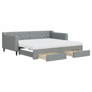 vidaXL Sof&aacute; cama nido con cajones tela gris claro 90x190 cm