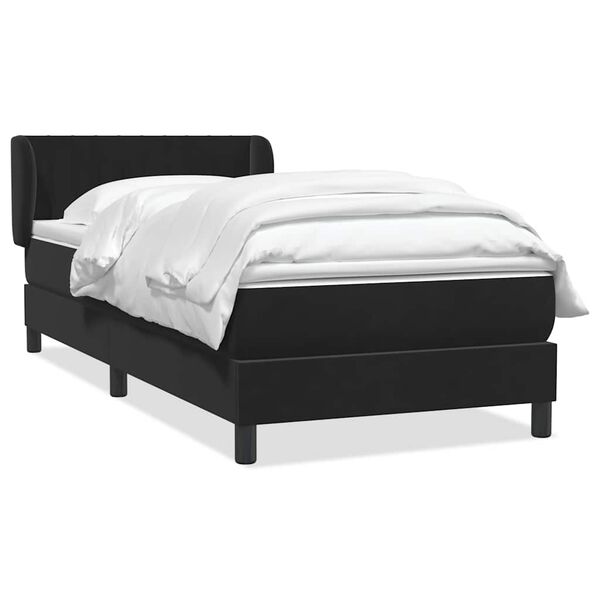 vidaXL Cama box spring con colch&oacute;n cuero sint&eacute;tico negro 90x210 cm