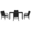 vidaXL Conjunto de Comedor de Jard&iacute;n 5 pcs Negro rat&aacute;n sint&eacute;tico