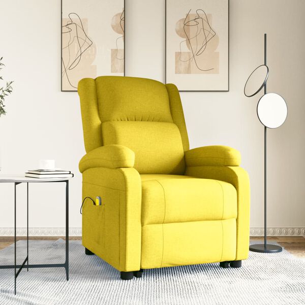 vidaXL Sill&oacute;n de masaje elevable de tela amarillo claro