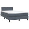 vidaXL Cama box spring con colch&oacute;n y LED terciopelo gris oscuro 120x210 cm