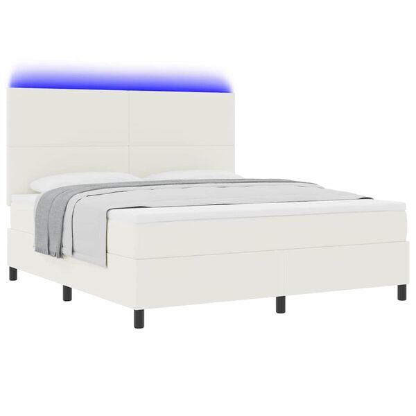 vidaXL Cama tipo Box Spring Manual Crema y Blanco 203 x 180 x 128 cm
