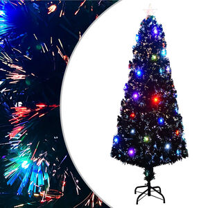 vidaXL &Aacute;rbol de Navidad preiluminado con soporte y LED fibra &oacute;ptica 240 cm