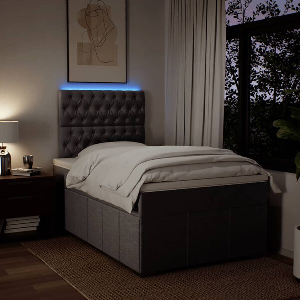 vidaXL Cama box spring con colch&oacute;n tela gris oscuro 120x200 cm