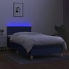 vidaXL Cama box spring con colch&oacute;n y LED tela azul 90x200 cm