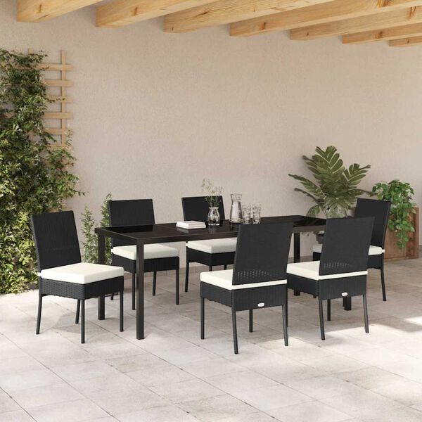 vidaXL Conjunto de Comedor de Jard&iacute;n 7 pcs Negro