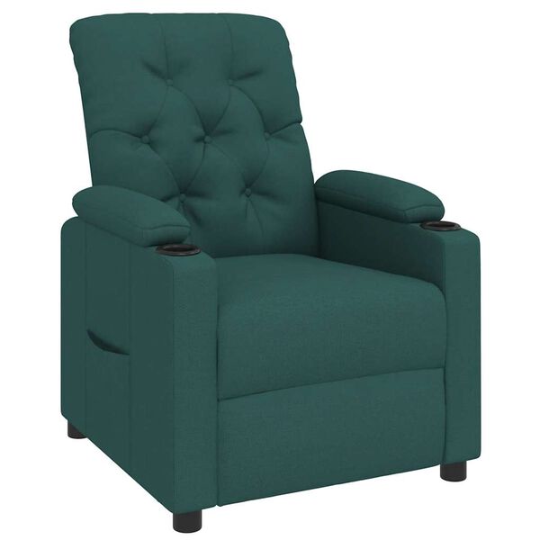 vidaXL Sill&oacute;n reclinable de tela verde oscuro