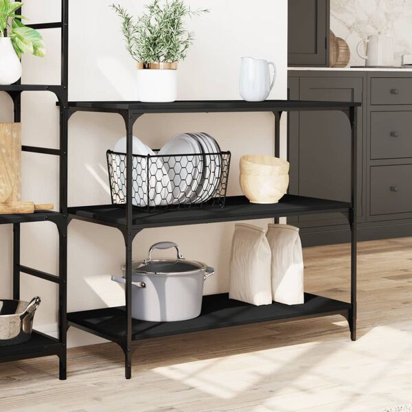 vidaXL Carrito de cocina madera de ingeniería negro 102x50x95 cm