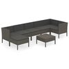vidaXL Set de muebles de jard&iacute;n 8 pzas y cojines rat&aacute;n sint&eacute;tico gris