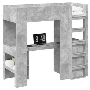 vidaXL Estructura de litera con escritorio Gris Concreto 75 x 190 cm