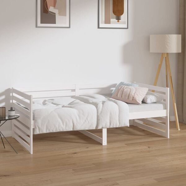 vidaXL Sof&aacute; cama sin colch&oacute;n madera maciza de pino blanco 90x190 cm