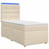 vidaXL Cama box spring con colch&oacute;n con cabecera Crema 90 x 200 cm Tela
