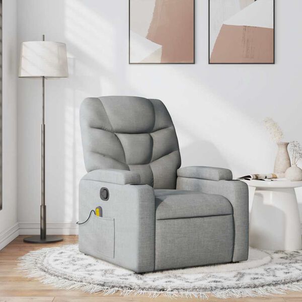 vidaXL Sill&oacute;n reclinable de masaje de tela gris claro