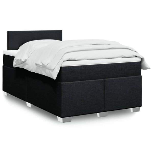 vidaXL Cama box spring con colch&oacute;n tela negro 120x190 cm