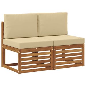 vidaXL 2 Pieza Sof&aacute; intermedio de exterior Madera de Acacia S&oacute;lida