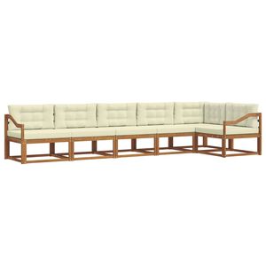 vidaXL Conjunto de sof&aacute;s de exterior con coj&iacute;n 6 pcs Natural y Crema