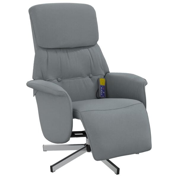 vidaXL Sill&oacute;n reclinable de masaje con reposapi&eacute;s tela gris claro