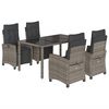 vidaXL Set comedor de jard&iacute;n 5 piezas con cojines rat&aacute;n sint&eacute;tico gris