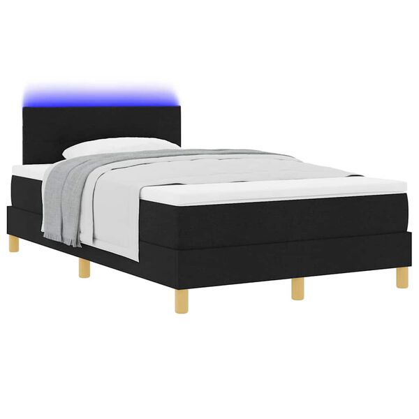 vidaXL Cama Box Spring LED con colch&oacute;n con LED Negro 120 x 190 cm tela